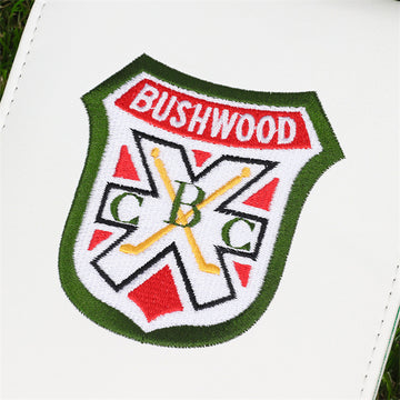 Custom White Leather Shield Scorecard & Yardage Book Holder-CraftsmanGolf